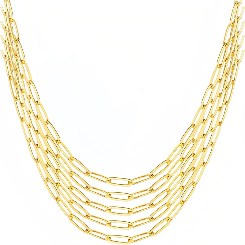 eswala Gold Paperclip Chain Necklace for Women 10pcs 18inch 3X9mm Gold Chains for jewelry Making Stainless Steel Filled 18K Gold Plated Chains Bulk Adjustable Link Chains - Image 1